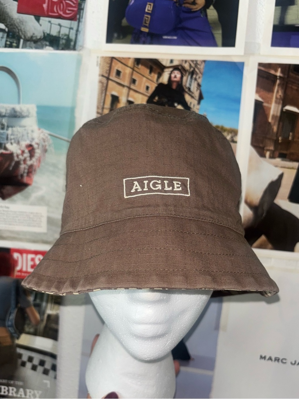 Aigle Cotton Bucket Hat with Embroidered Logo